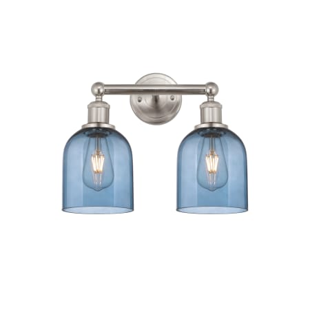 A large image of the Innovations Lighting 616-2W 12 15 Bella Vanity Brushed Satin Nickel / Princess Blue