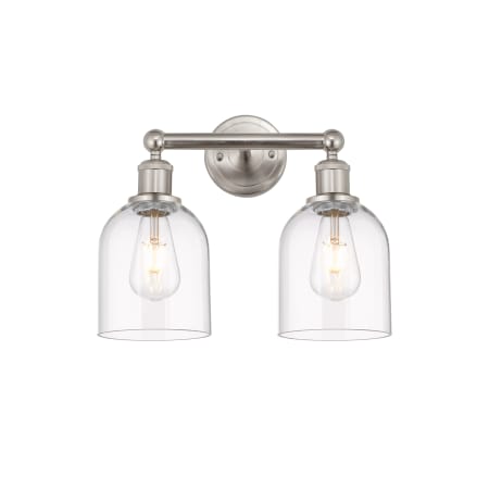 A large image of the Innovations Lighting 616-2W 12 15 Bella Vanity Brushed Satin Nickel / Clear