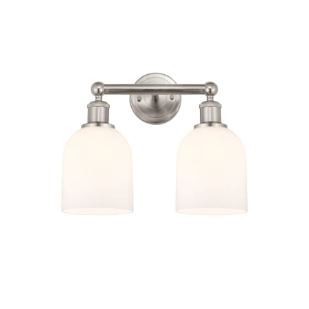 A large image of the Innovations Lighting 616-2W 12 15 Bella Vanity Brushed Satin Nickel / Glossy White