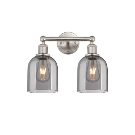 A large image of the Innovations Lighting 616-2W 12 15 Bella Vanity Brushed Satin Nickel / Light Smoke