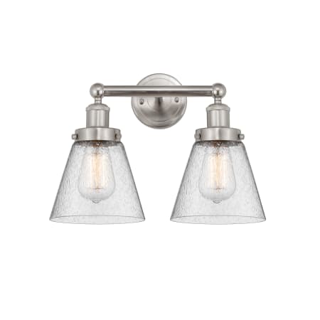 A large image of the Innovations Lighting 616-2W-10-16 Cone Vanity Brushed Satin Nickel / Seedy