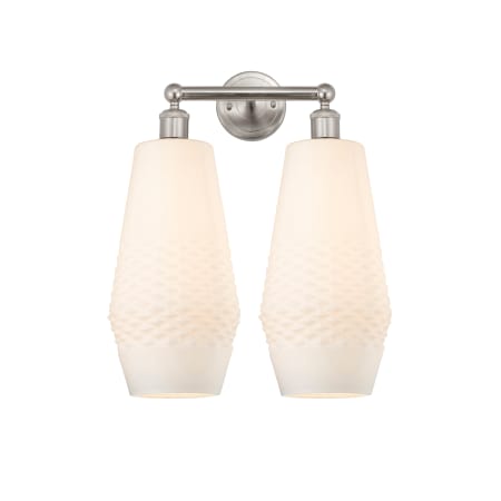 A large image of the Innovations Lighting 616-2W-19-16 Windham Vanity Brushed Satin Nickel / White