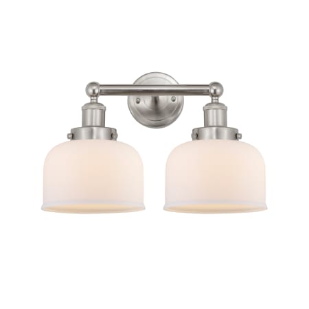 A large image of the Innovations Lighting 616-2W-10-16-L Bell Vanity Brushed Satin Nickel / Matte White