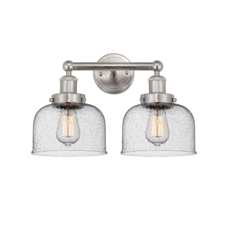 A large image of the Innovations Lighting 616-2W-10-16-L Bell Vanity Brushed Satin Nickel / Seedy