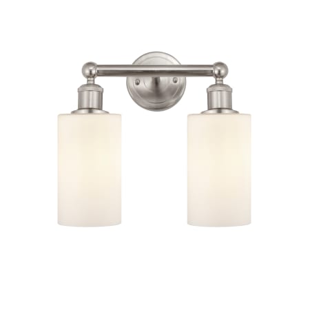 A large image of the Innovations Lighting 616-2W-11-13 Clymer Vanity Brushed Satin Nickel / Matte White