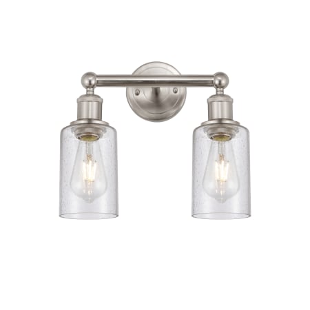 A large image of the Innovations Lighting 616-2W-11-13 Clymer Vanity Brushed Satin Nickel / Seedy