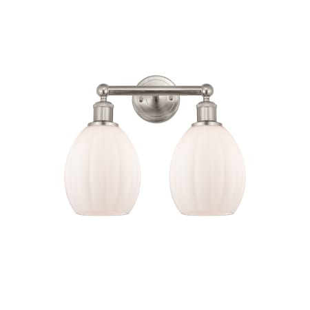 A large image of the Innovations Lighting 616-2W-13-15 Eaton Vanity Brushed Satin Nickel / Matte White