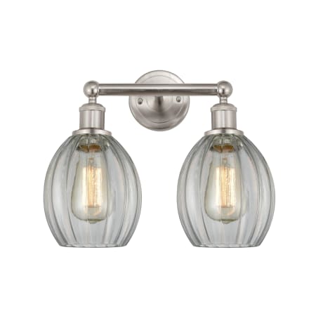 A large image of the Innovations Lighting 616-2W-13-15 Eaton Vanity Brushed Satin Nickel / Clear