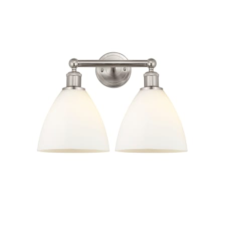 A large image of the Innovations Lighting 616-2W-12-17 Bristol Vanity Brushed Satin Nickel / Matte White