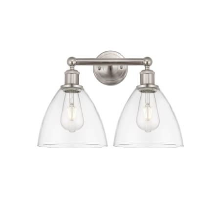 A large image of the Innovations Lighting 616-2W-12-17 Bristol Vanity Brushed Satin Nickel / Clear