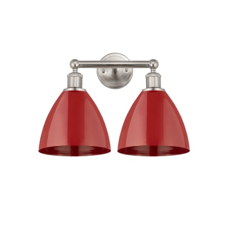 A large image of the Innovations Lighting 616-2W-12-17 Plymouth Vanity Brushed Satin Nickel / Red