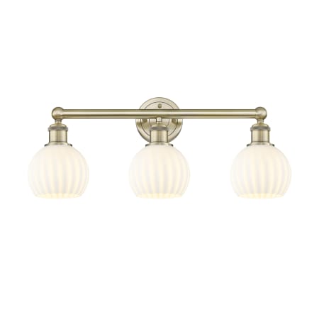 A large image of the Innovations Lighting 616-3W 10 24 White Venetian Vanity Antique Brass