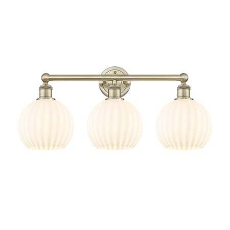 A large image of the Innovations Lighting 616-3W 12 26 White Venetian Vanity Antique Brass