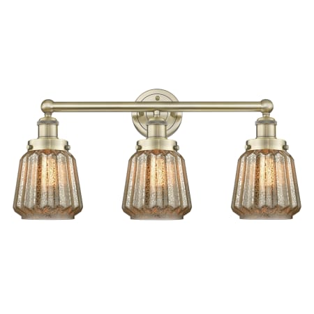 A large image of the Innovations Lighting 616-3W-10-25 Chatham Vanity Antique Brass / Mercury