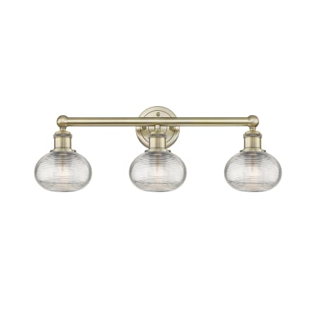 A large image of the Innovations Lighting 616-3W 9 24 Ithaca Vanity Antique Brass