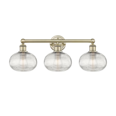 A large image of the Innovations Lighting 616-3W 11 26 Ithaca Vanity Antique Brass