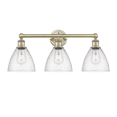 A large image of the Innovations Lighting 616-3W-12-26 Bristol Glass Vanity Antique Brass / Seedy