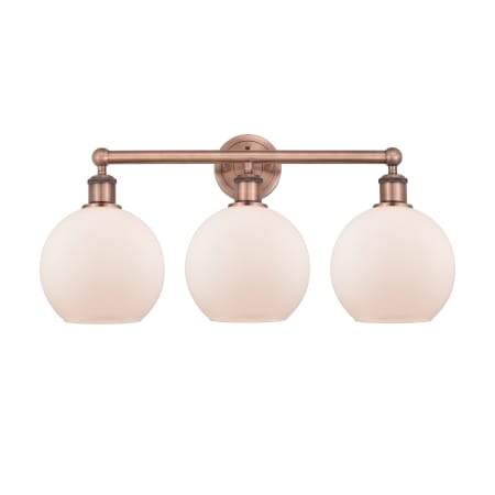 A large image of the Innovations Lighting 616-3W-13-26 Athens Vanity Antique Copper / Matte White