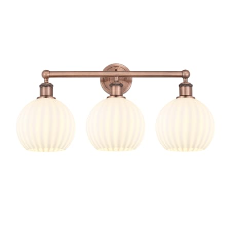 A large image of the Innovations Lighting 616-3W 12 26 White Venetian Vanity Antique Copper