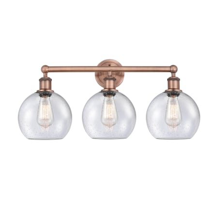 A large image of the Innovations Lighting 616-3W-13-26 Athens Vanity Antique Copper / Seedy