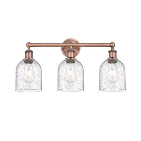 A large image of the Innovations Lighting 616-3W 12 24 Bella Vanity Antique Copper / Seedy