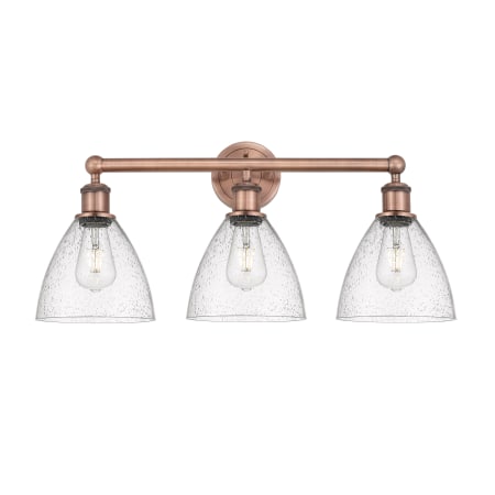 A large image of the Innovations Lighting 616-3W-12-26 Bristol Glass Vanity Antique Copper / Seedy