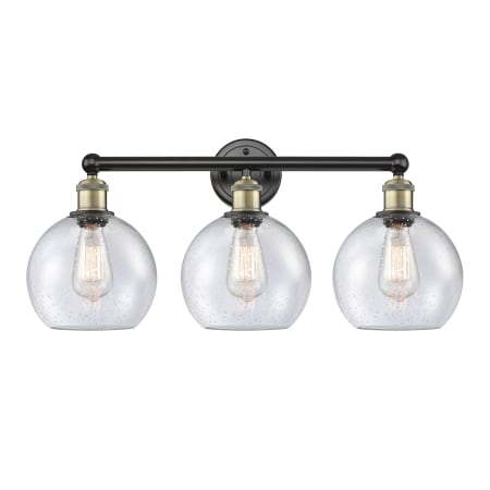 A large image of the Innovations Lighting 616-3W-13-26 Athens Vanity Black Antique Brass / Seedy