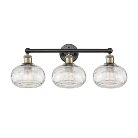 A large image of the Innovations Lighting 616-3W 11 26 Ithaca Vanity Black Antique Brass