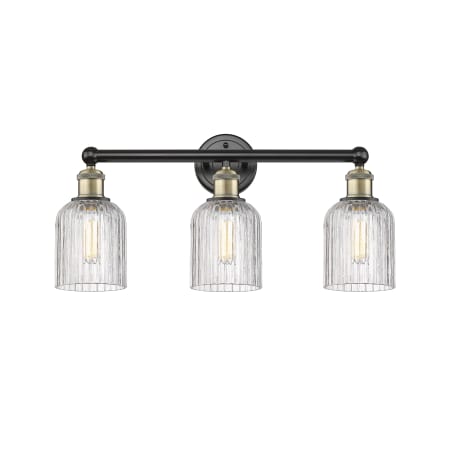 A large image of the Innovations Lighting 616-3W 11 23 Bridal Veil Vanity Black Antique Brass