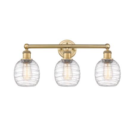 A large image of the Innovations Lighting 616-3W-12-24 Belfast Vanity Brushed Brass / Deco Swirl