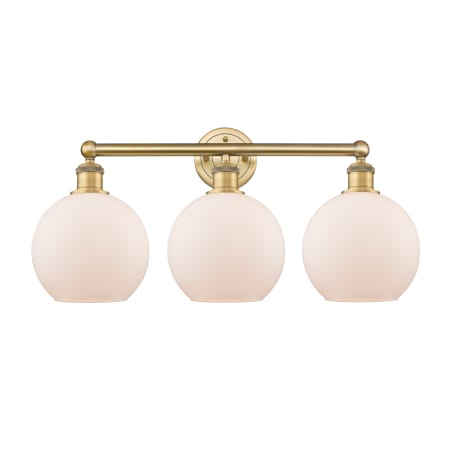 A large image of the Innovations Lighting 616-3W-13-26 Athens Vanity Brushed Brass / Matte White