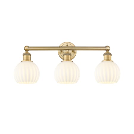 A large image of the Innovations Lighting 616-3W 10 24 White Venetian Vanity Brushed Brass