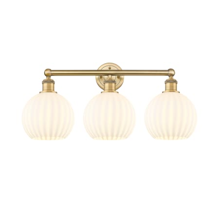 A large image of the Innovations Lighting 616-3W 12 26 White Venetian Vanity Brushed Brass