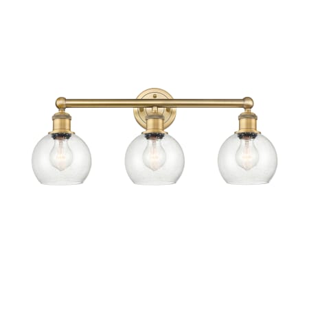 A large image of the Innovations Lighting 616-3W-11-24 Athens Vanity Brushed Brass / Seedy