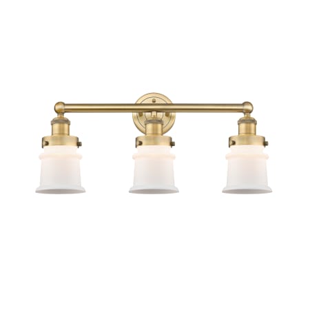 A large image of the Innovations Lighting 616-3W-11-24 Canton Vanity Brushed Brass / Matte White