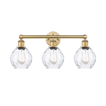 A large image of the Innovations Lighting 616-3W-11-24 Waverly Vanity Brushed Brass / Clear