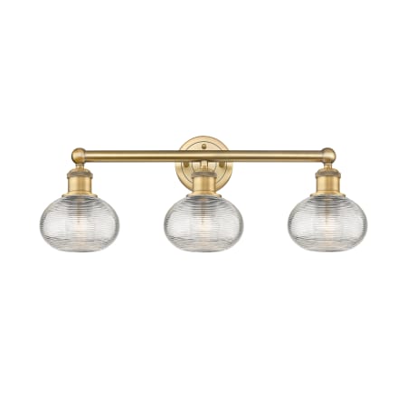 A large image of the Innovations Lighting 616-3W 9 24 Ithaca Vanity Brushed Brass