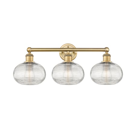 A large image of the Innovations Lighting 616-3W 11 26 Ithaca Vanity Brushed Brass