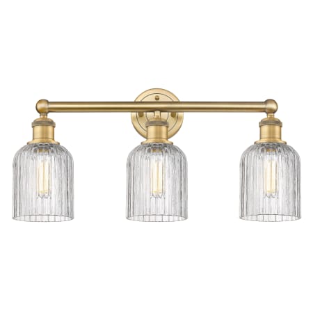 A large image of the Innovations Lighting 616-3W 11 23 Bridal Veil Vanity Brushed Brass