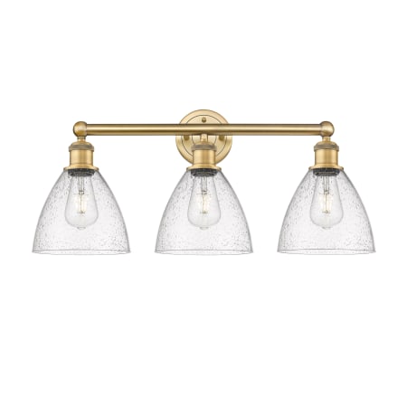 A large image of the Innovations Lighting 616-3W-12-26 Bristol Glass Vanity Brushed Brass / Seedy