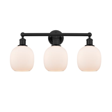 A large image of the Innovations Lighting 616-3W-12-24 Belfast Vanity Matte Black / Matte White