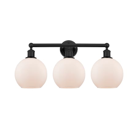 A large image of the Innovations Lighting 616-3W-13-26 Athens Vanity Matte Black / Matte White