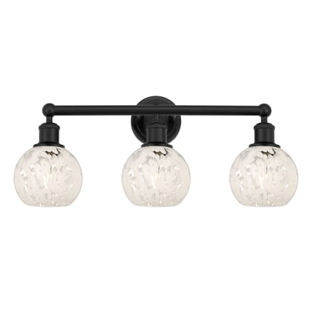 A large image of the Innovations Lighting 616-3W 10 24 White Mouchette Vanity Matte Black