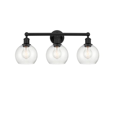 A large image of the Innovations Lighting 616-3W-11-24 Athens Vanity Matte Black / Seedy