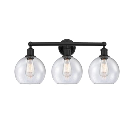 A large image of the Innovations Lighting 616-3W-13-26 Athens Vanity Matte Black / Seedy