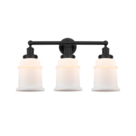 A large image of the Innovations Lighting 616-3W-13-24 Canton Vanity Matte Black / Matte White