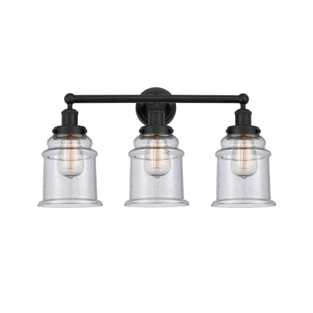 A large image of the Innovations Lighting 616-3W-13-24 Canton Vanity Matte Black / Seedy