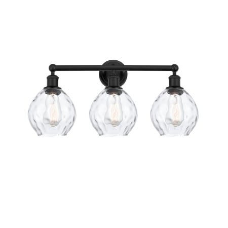 A large image of the Innovations Lighting 616-3W-11-24 Waverly Vanity Matte Black / Clear