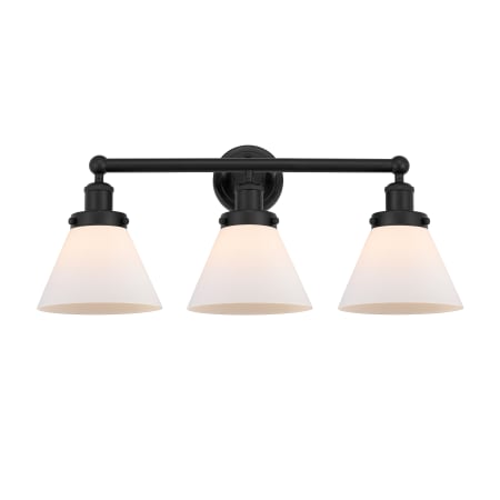 A large image of the Innovations Lighting 616-3W-12-26 Cone Vanity Matte Black / Matte White