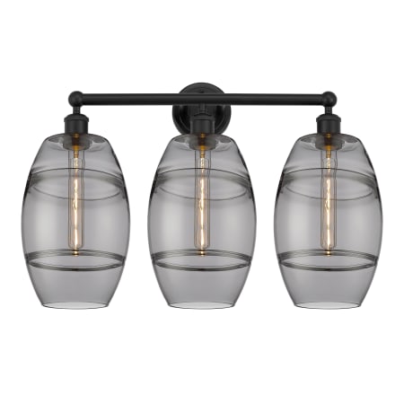 A large image of the Innovations Lighting 616-3W 12 26 Vaz Vanity Matte Black / Light Smoke